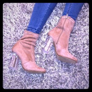 Boots with clear heels